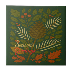 Autumn and Winter Holidays Season's Greetings Ceramic Tile