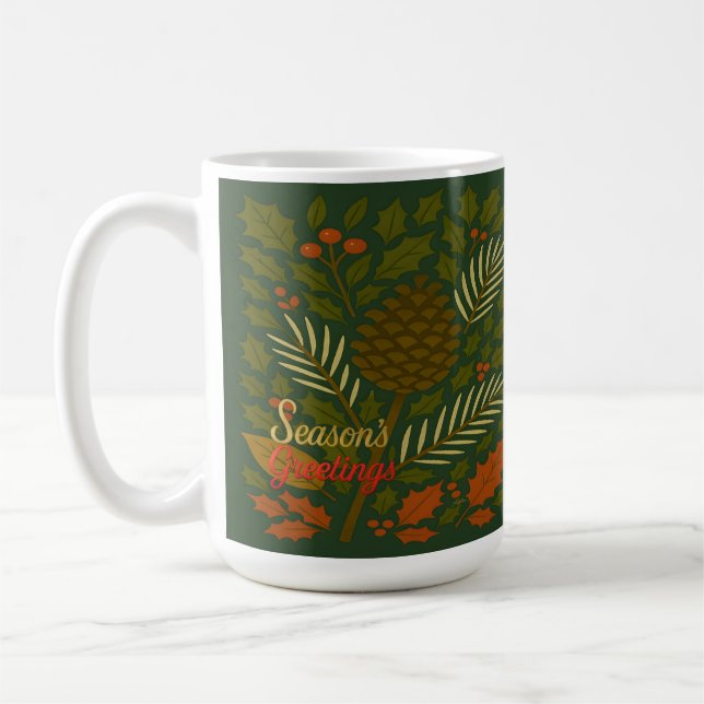 Autumn and Winter Holidays Season's Greetings Coffee Mug (Left)