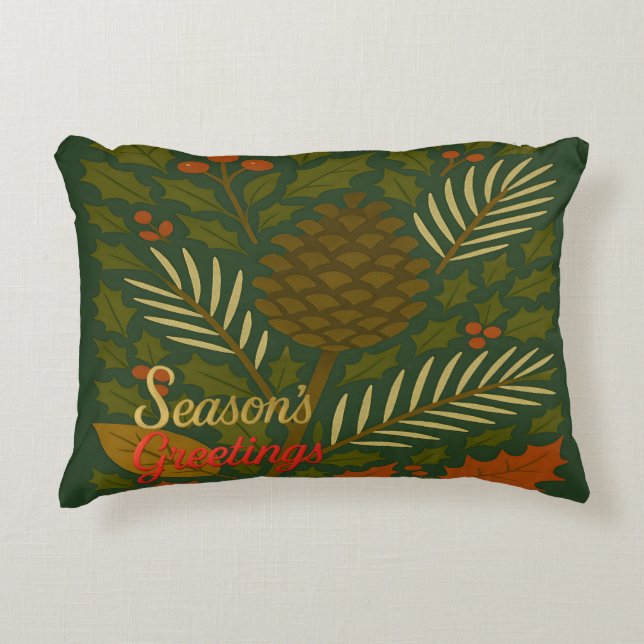 Autumn and Winter Holidays Season's Greetings Decorative Cushion (Front)