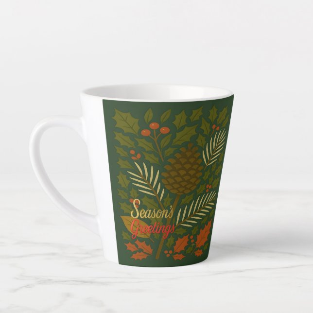 Autumn and Winter Holidays Season's Greetings Latte Mug (Left)