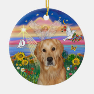 Autumn Angel - Golden Retriever (K) Ceramic Ornament