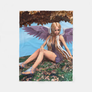 Autumn Angel Woodland Fantasy Art Fleece Blanket