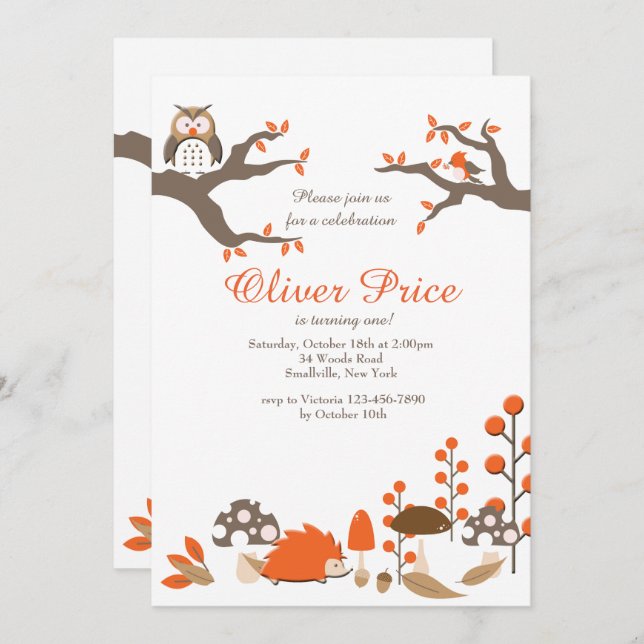 Autumn Animals Invitation (Front/Back)