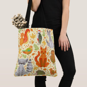 Autumn Animals Pattern Tote Bag