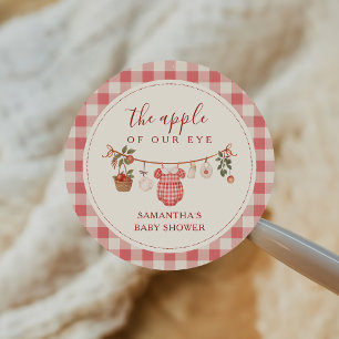 Autumn Apple Baby Clothesline Baby Shower Classic Round Sticker