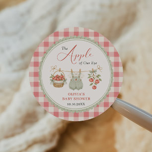 Autumn Apple Baby Clothesline Baby Shower Classic Round Sticker