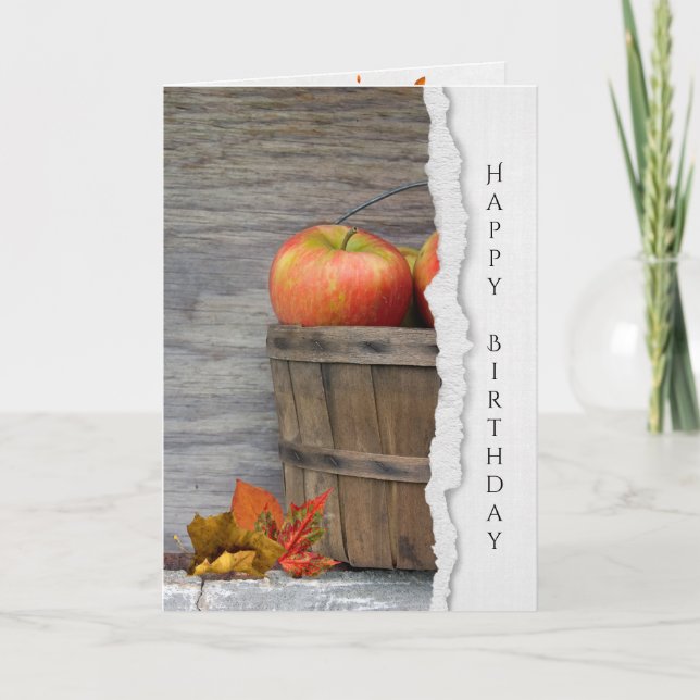 Autumn Apples In Basket Birthday Card (Front)