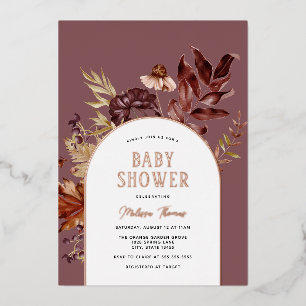 Autumn Arch Baby Shower Foil Invitation