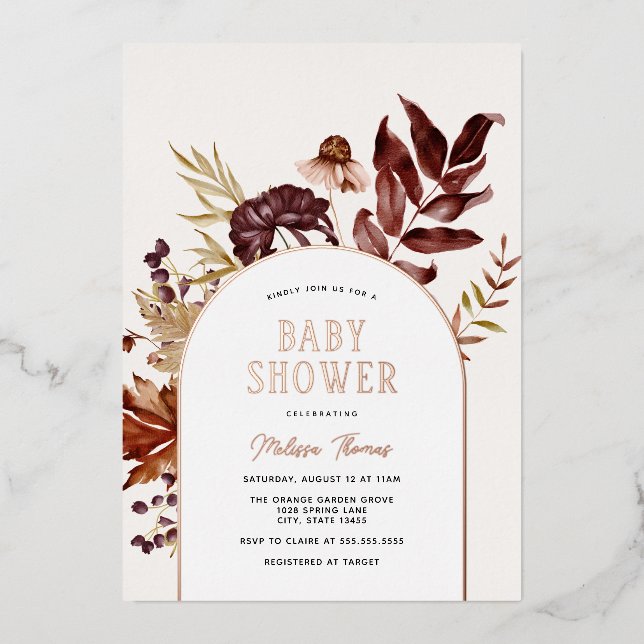 Autumn Arch Baby Shower Foil Invitation (Front)