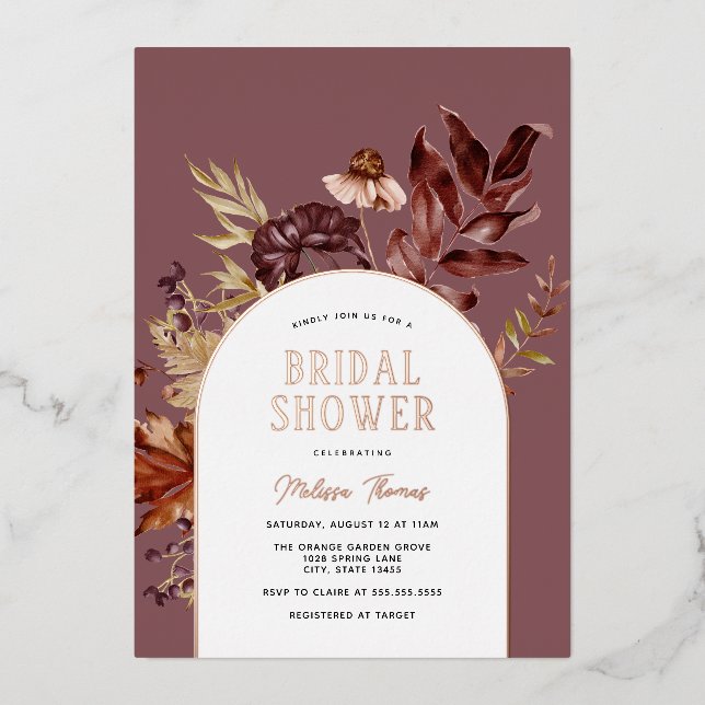 Autumn Arch Bridal Shower Foil Invitation (Front)