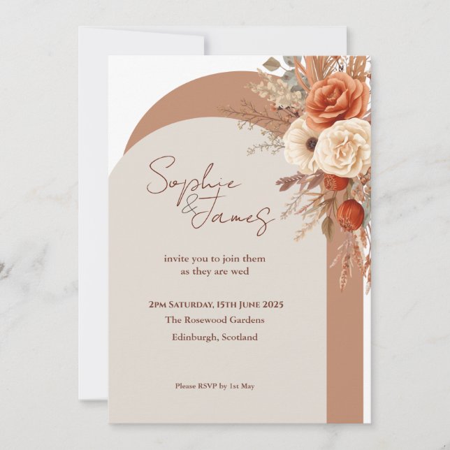 Autumn Arch Floral Wedding Invitation (Front)
