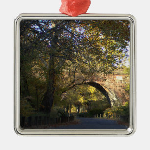 Autumn Arched Bridge in Park Ornament 