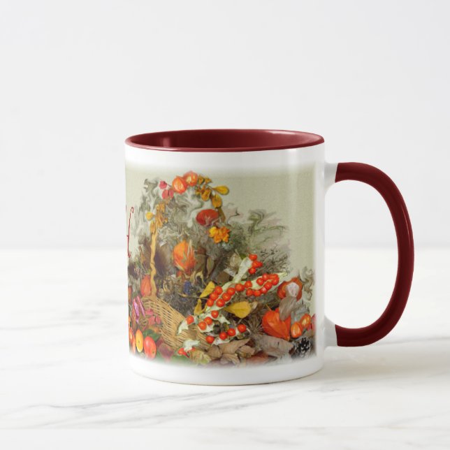 AUTUMN ARRANGEMENT ~ Monogram Ringer Mug (Right)