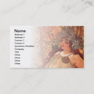 Autumn Art Nouveau by Alphonse Mucha Business Card