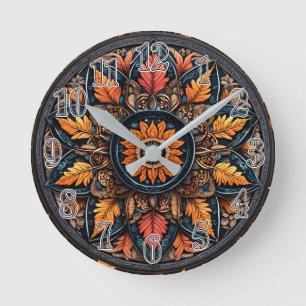 Autumn Artistry Round Clock