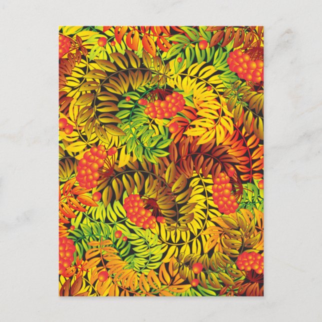 autumn ashberry leaves postcard (Front)