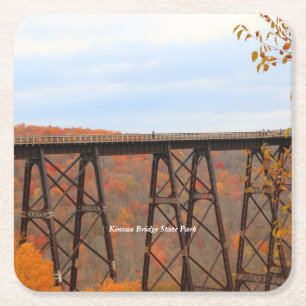 Autumn At Kinzua Bridge Square Paper Coaster