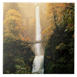 Autumn at Multnomah Falls Ceramic Tile