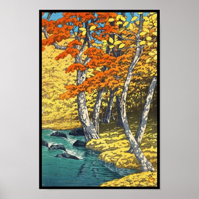Autumn at Oirase Hasui Kawase scenery shin hanga Poster (Front)
