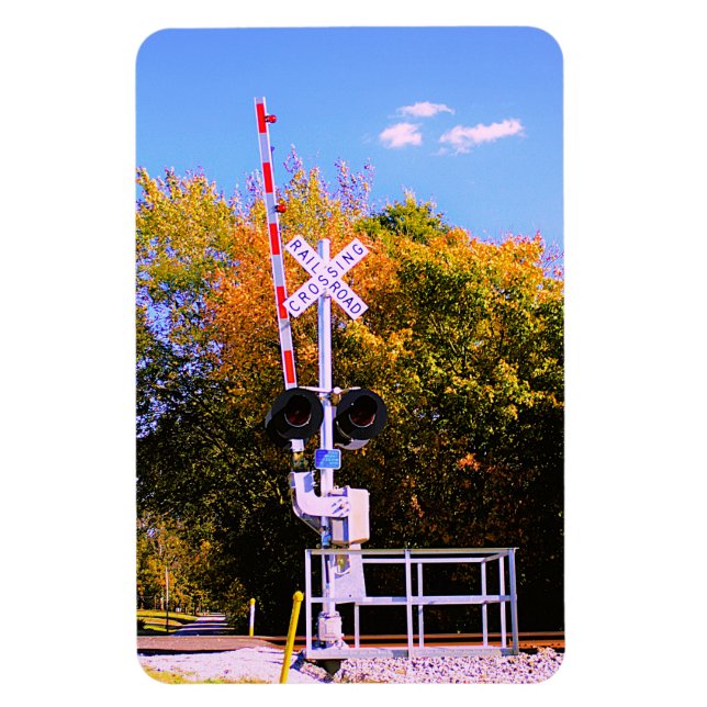 Autumn at the Railroad Crossing Magnet (Vertical)