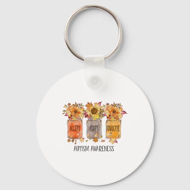 Autumn Autism Awareness Accept Adapt Advocate Flow Key Ring (Front)