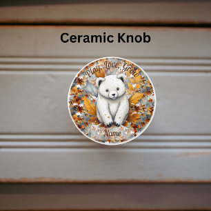 Autumn Baby Bear Ceramic Knob