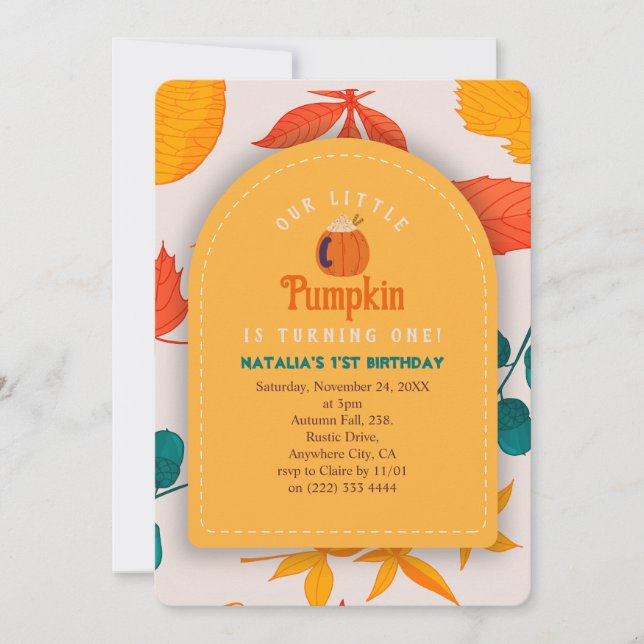 Autumn baby first birthday Invitation (Front)