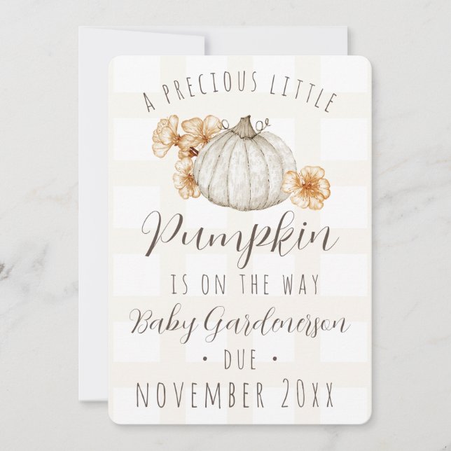Autumn Baby Photo Pumpkin Announcement  (Front)