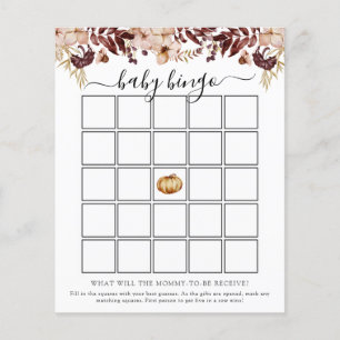 Autumn Baby Shower Bingo Game Card