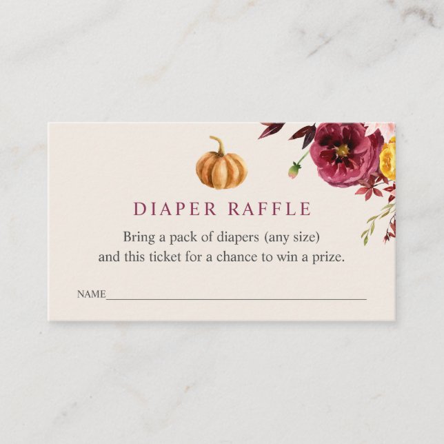Autumn Baby Shower Diaper Raffle Ticket Enclosure Card (Front)