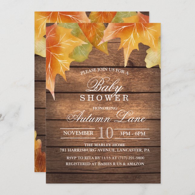 Autumn Baby Shower Invitation (Front/Back)