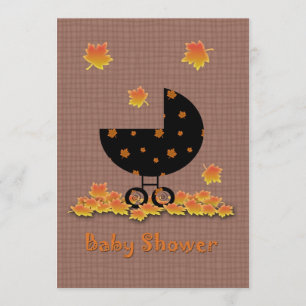 Autumn Baby Shower Invitation Baby Buggy