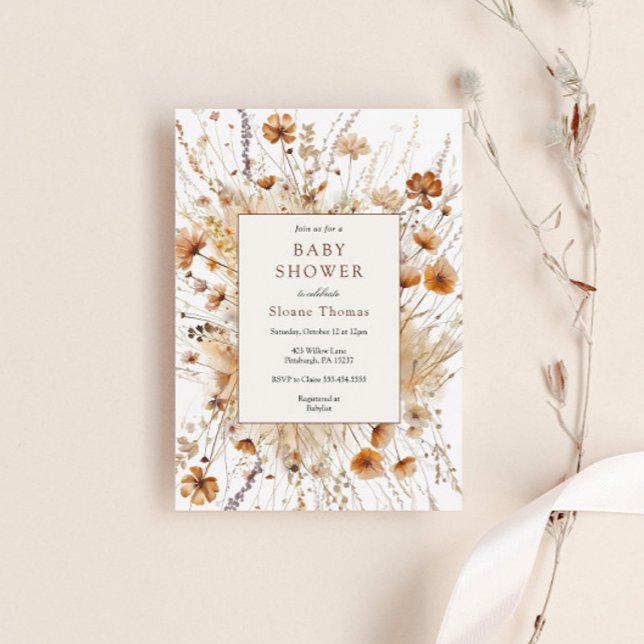 Autumn Baby Shower Orange Floral Invitation (Creator Uploaded)