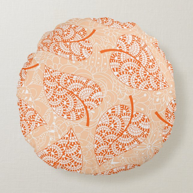Autumn background. Leaf seamless patternbackground Round Cushion (Front)
