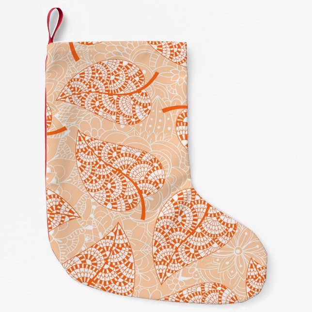 Autumn background. Leaf seamless patternbackground Small Christmas Stocking (Front)