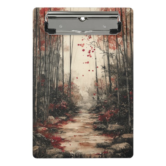 Autumn Bamboo Path Ink Wash Mini Clipboard (Front)