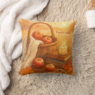 Autumn Basket of Dreams Cosy Fall Items Watercolor Cushion
