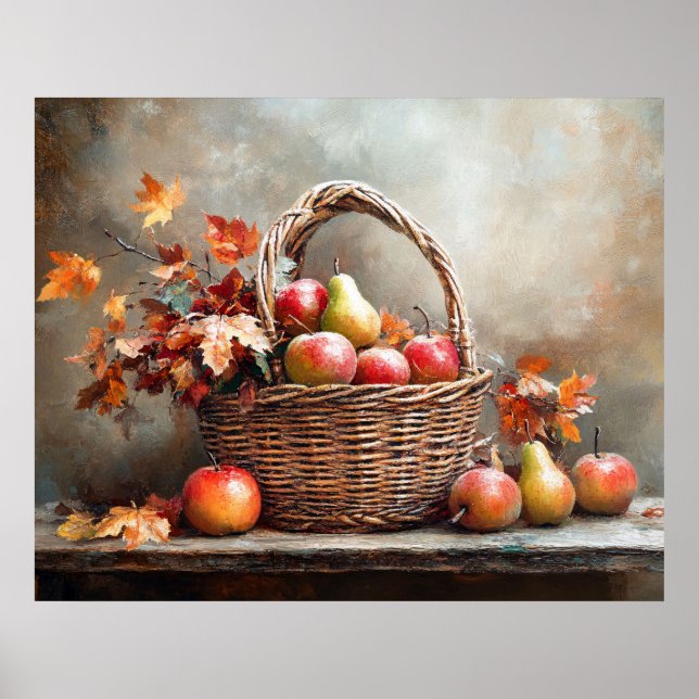 Autumn Basket of Fruits Poster (Front)