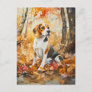 Autumn Beagle - Postcard
