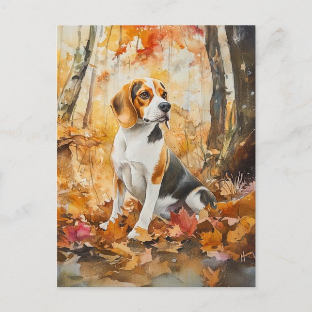 Autumn Beagle - Postcard (Front)