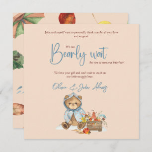 Autumn Bear Baby Shower Thank you,  Fall bear  Thank You Card