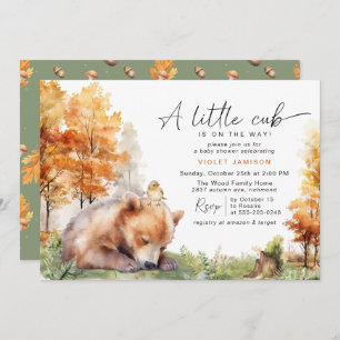 Autumn Bear Cub   Cute Fall Forest Baby Shower Invitation
