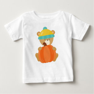 Autumn Bear, Cute Bear, Bear With Hat, Pumpkin Baby T-Shirt