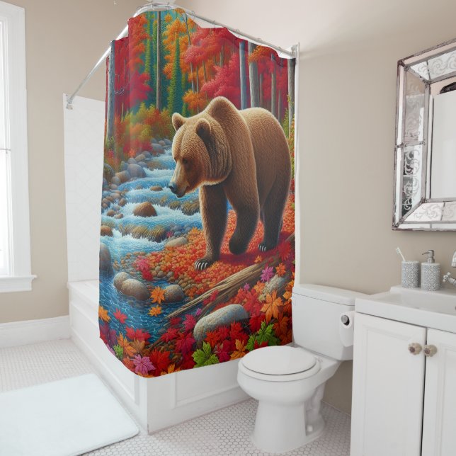 Autumn Bear Shower Curtain (In Situ)
