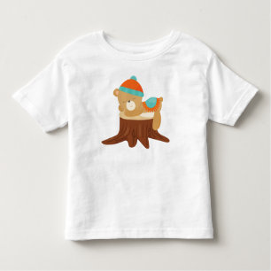 Autumn Bear, Sleeping Bear, Cute Bear, Tree Stump Toddler T-Shirt