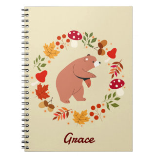 Autumn Bear Spiral Photo Notebook
