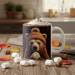 Autumn Bear Thanksgiving Pumpkin Spice Hot Cocoa Two-Tone Coffee Mug