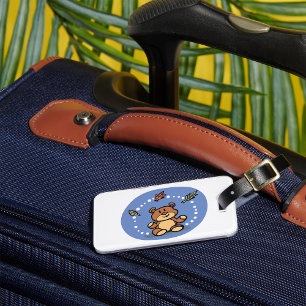 Autumn Bear with Falling Leaves  Luggage Tag
