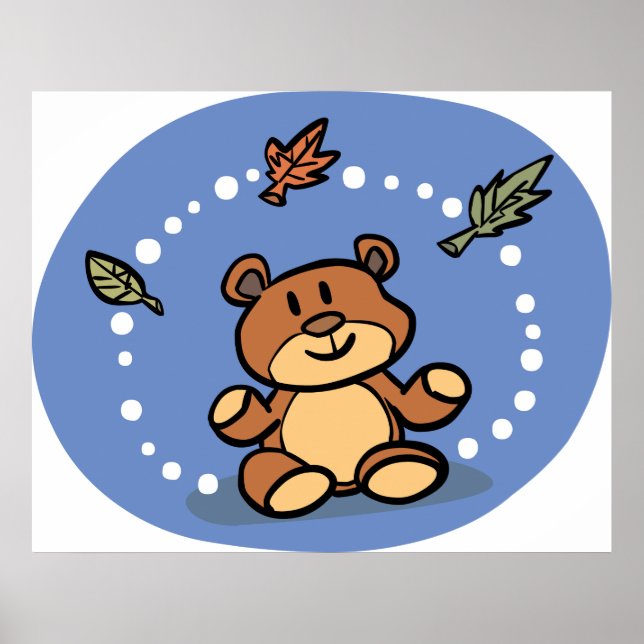 Autumn Bear with Falling Leaves  Poster (Front)