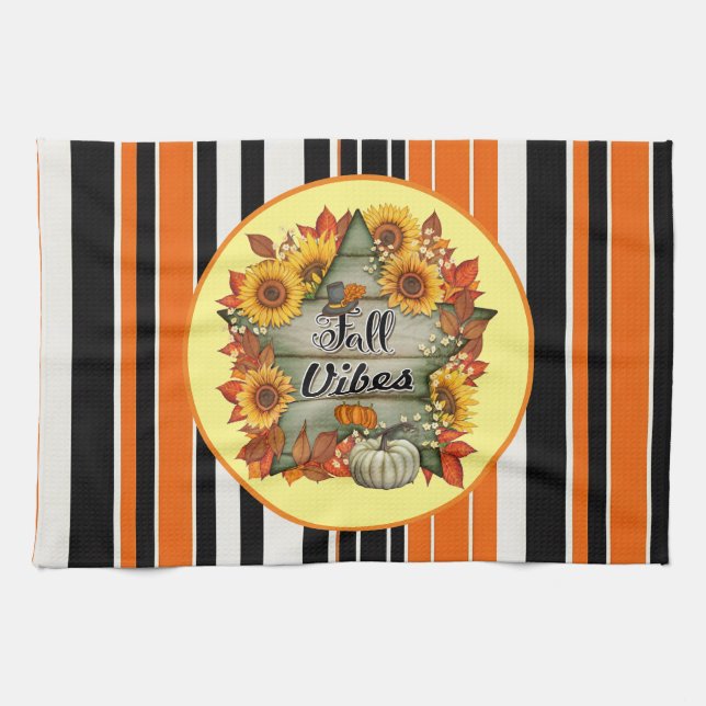 Autumn Beautiful Trendy Thanksgiving Collection Tea Towel (Horizontal)